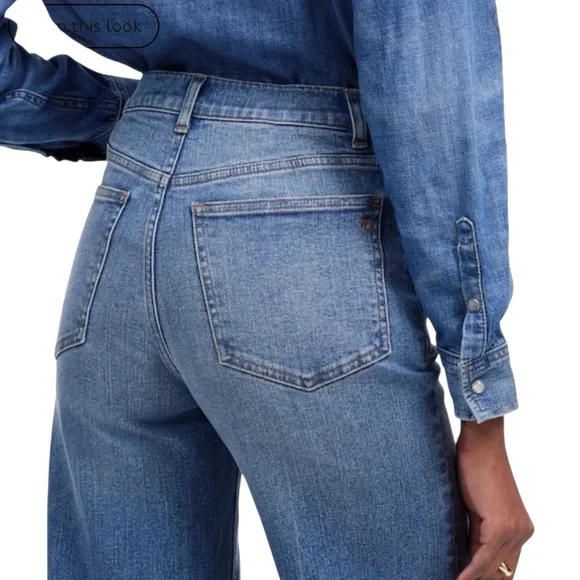 Madewell Wide Leg Crop Blue Denim Retro Stretch Cotton Jeans Women’s 28 - Picture 5 of 15